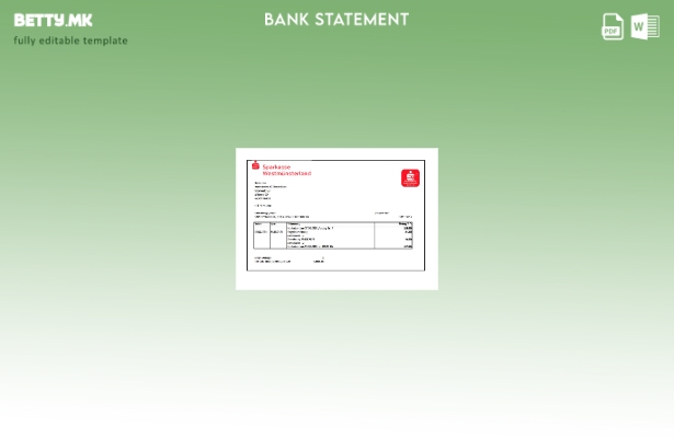 Модерен стил шаблон за ексел извод од банкарска банка Германија Sparkasse